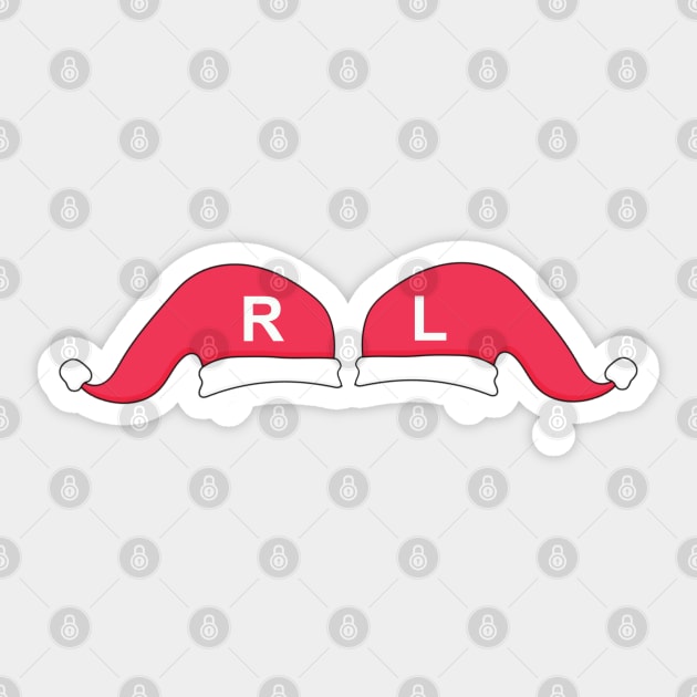 Left and Right Santa Hat X-Ray Markers - White Background Sticker by Humerushumor